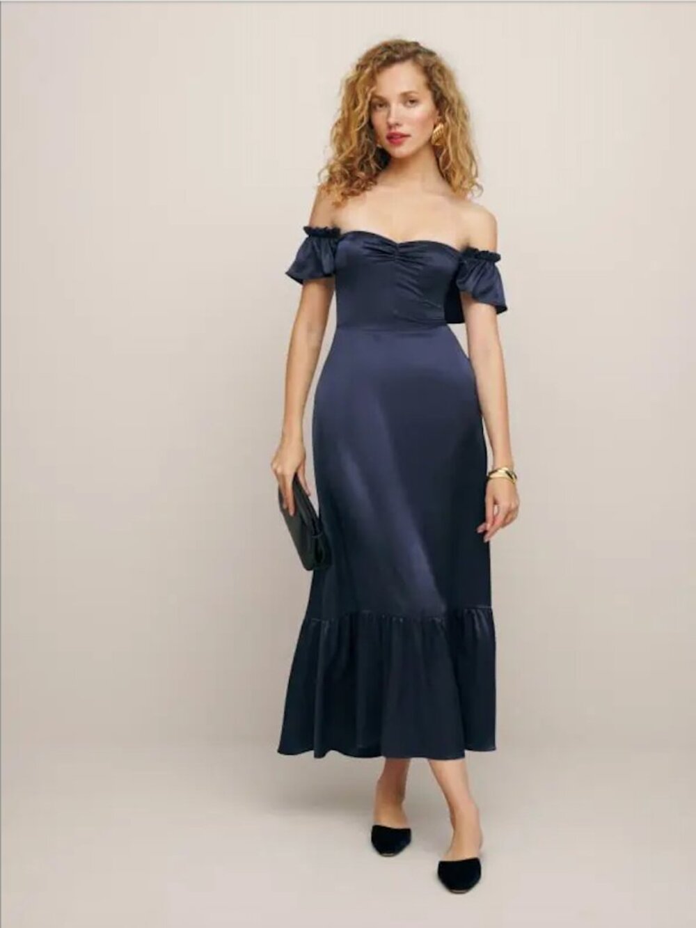 Reformation Sianna Silk Dress in Navy